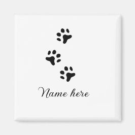 Imán Pata de perro mascota negro añadir nombre texto fo