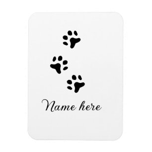 Imán Pata de perro mascota negro añadir nombre texto fo