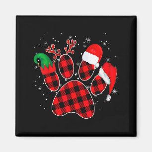 Imán Patas de perro Navidad Buffalo Plaid Pata Santa El