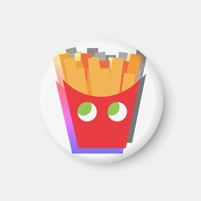 Imán Patatas Fritas Modernas Divertidas Simples Rojas y (Frente)