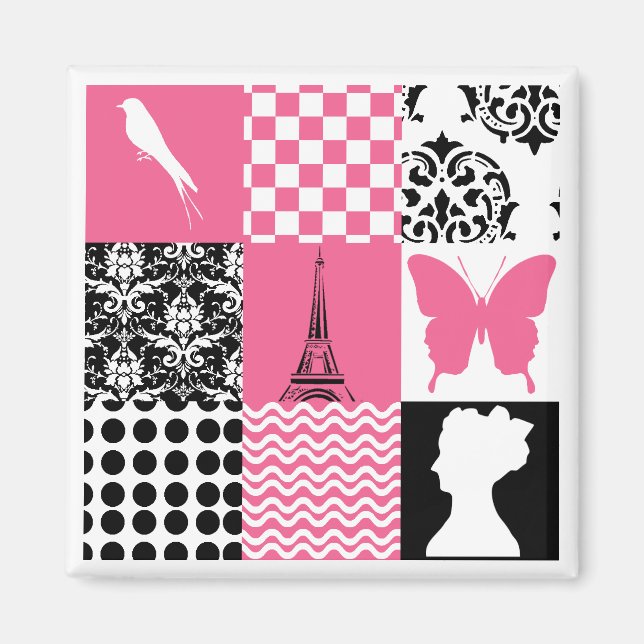 Imán Patchaje rosa y negro (Frente)