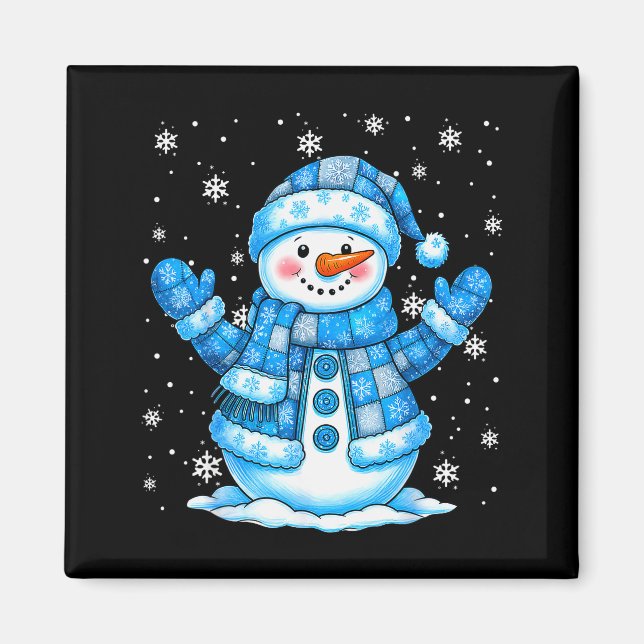 Imán Patchwork Quilt Snowman Quilter Merry Christmas Pa (Frente)