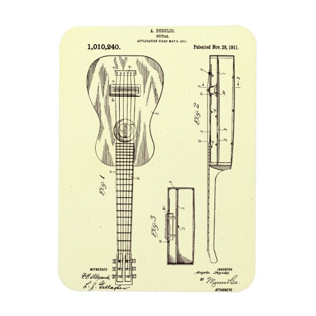 Imán Patente de guitarra acústica vintage de 1911 (Vertical)