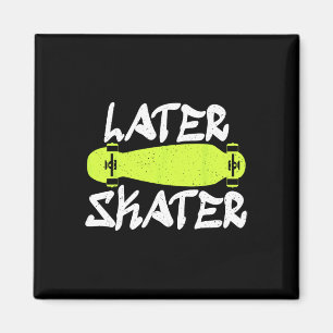 Imán Patinador Más Tarde Patinando Skateboarder