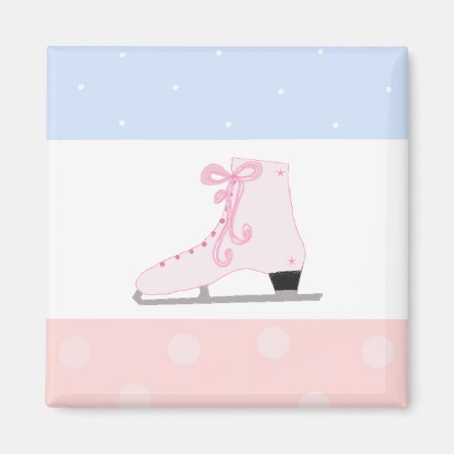 Imán Patinaje De Hielo Rosa Cute (Frente)