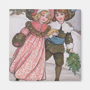 Imán Patinaje del chica y del muchacho