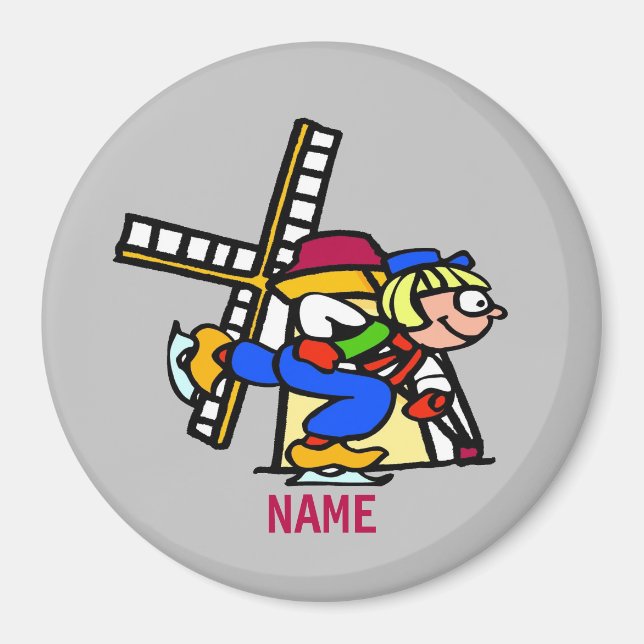 Imán Patinaje helado holandés, añada nombres (Frente)