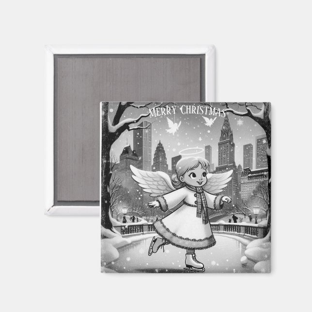 Imán Patinaje NYC Angel de invierno (Anverso/Reverso)