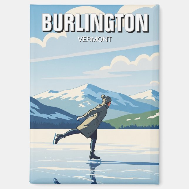 Imán Patinaje sobre hielo en Burlington Vermont Travel (Anverso)