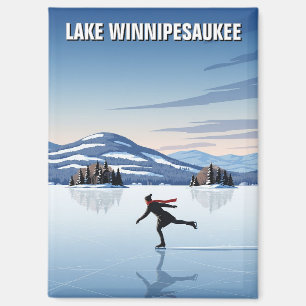 Imán Patinaje sobre hielo en el lago Winnipesaukee Trav