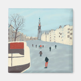 Imán Patinaje sobre hielo en los canales de Amsterdam e