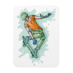 Imán Patinaje volador de colores, Ilustracion divertido