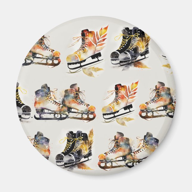 Imán Patines de hielo con estampado de hojas de otoño a (Frente)