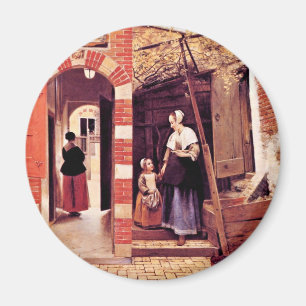 Imán Patio de una casa en Delft de Hooch Pieter De (