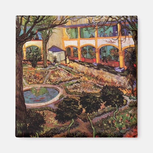 Imán Patio del hospital de Arles por Vincent van Gogh (Frente)