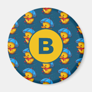 Imán Patitos de dibujos animados bajo paraguas Monogram