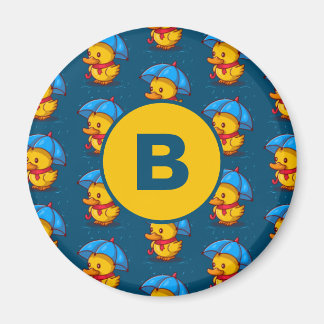 Imán Patitos de dibujos animados bajo paraguas Monogram