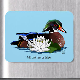 Imán Pato de madera colorido Nenúfar Vida silvestre Azu