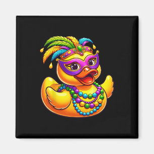 Imán Pato de Mardi Gras con collares de disfraz de Mard