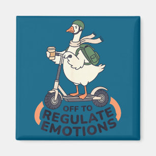 Imán Pato divertido en scooter para regular emociones