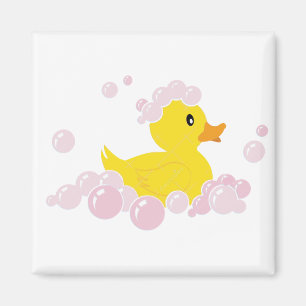 Imán Pato en burbujas rosadas