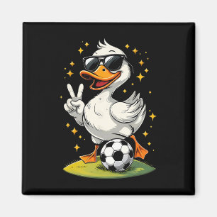 Imán Pato Lindo Con Gafas De Sol Pato Jugando Fútbol Ho
