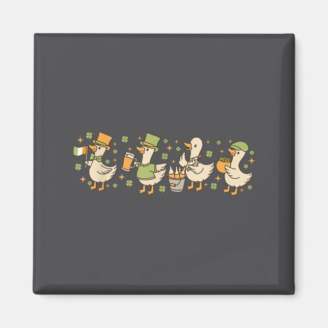 Imán Patricks Day,funny Goose, Shamrock, Beer Gift Tee  (Frente)