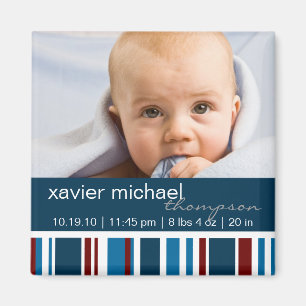 Imán Patriot Stripes Baby Boy Photo Magnet