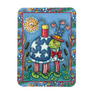 Imán PATRIOTA TÍO SAM TORTLE, FUNNY FIRECRACKER Cute