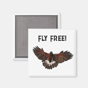 Imán Patriotic Bald Eagle USA Flying Free Nature Art