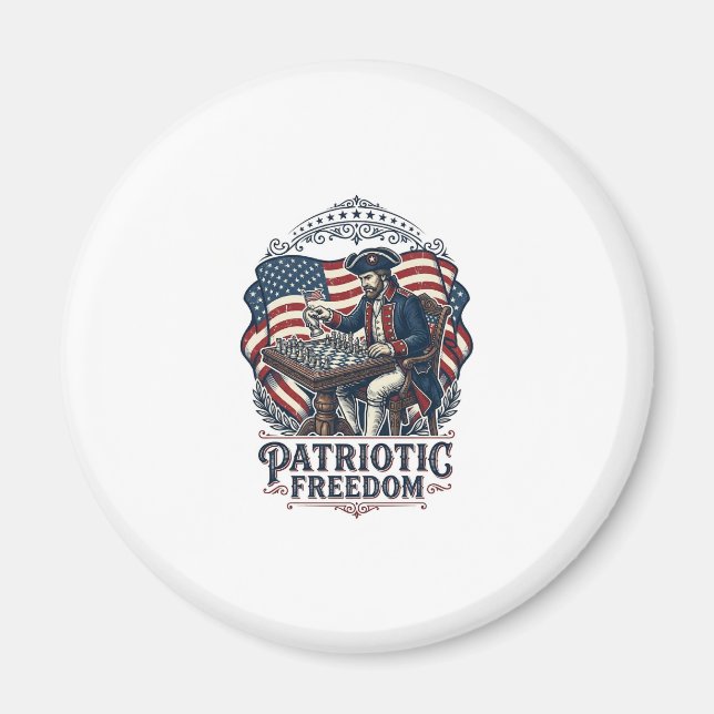Imán Patriotic Chess Player Vector Graphic Tee (Frente)