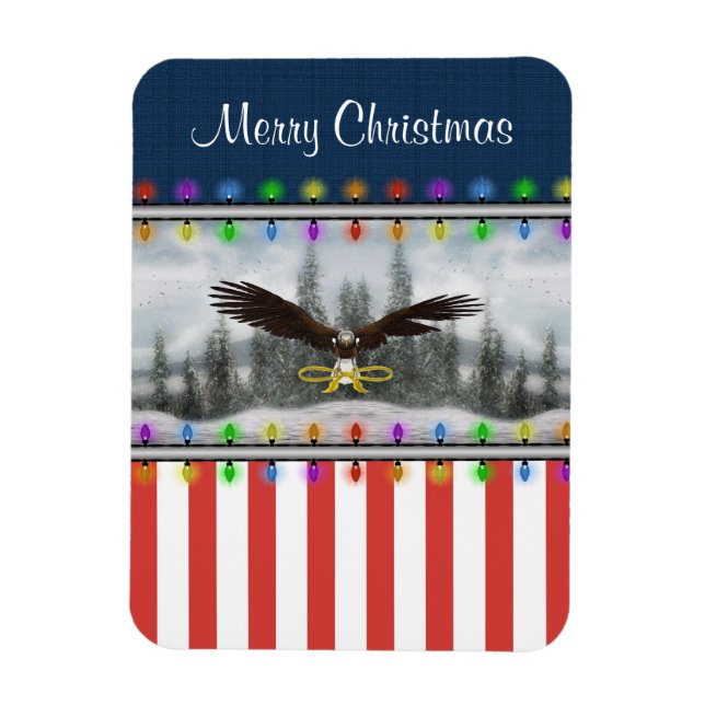 Imán Patriotic Eagle Merry Christmas Square Magnet (Vertical)