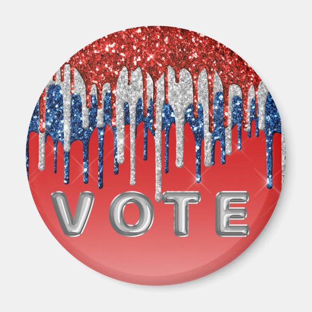 Imán Patriotic Glitter Drip Americana Vote (Frente)