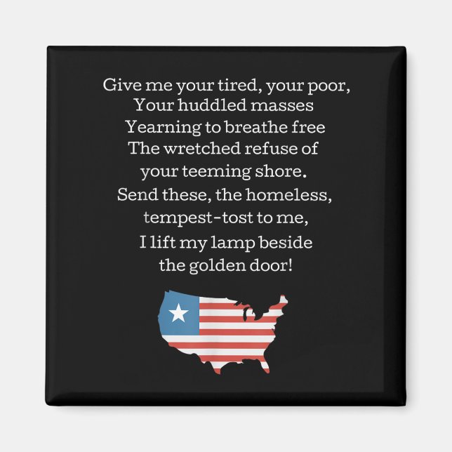 Imán Patriotic New Colossus Emma Lazarus Quote Usa Gift (Frente)