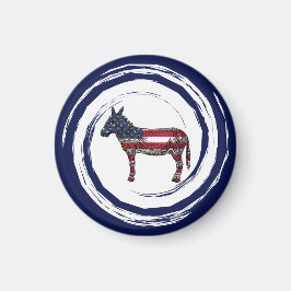 Imán Patriotic Red White Blue Donkey