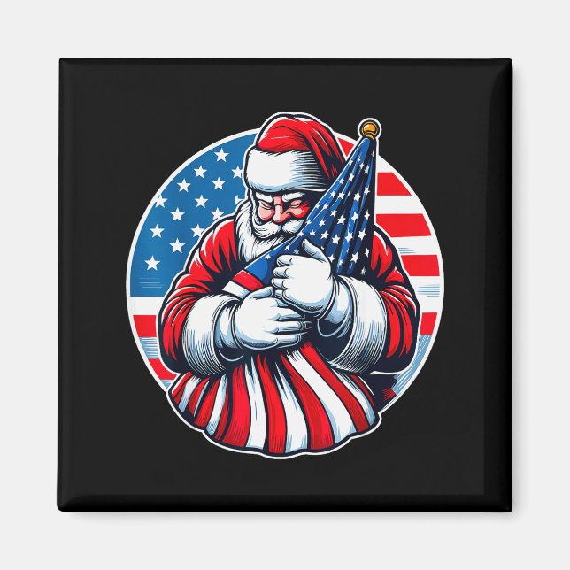 Imán Patriotic Santa Claus For Men Women Usa Flag Chris (Frente)