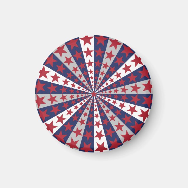 Imán Patriotic Sunburst: Obra de arte de la bandera est (Frente)