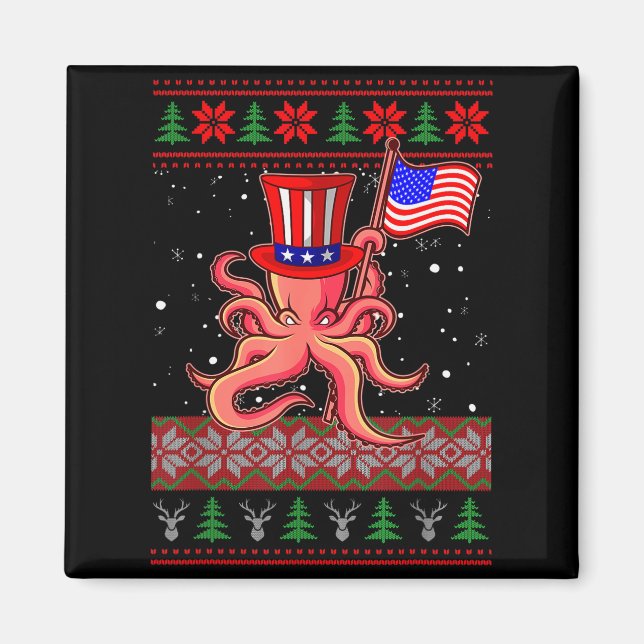 Imán Patriotic Ugly Christmas Sweater Women Kids Men  (Frente)