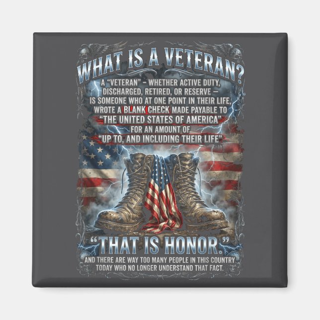 Imán Patriotic Veteran Definition Blank Check Sacrifice (Frente)