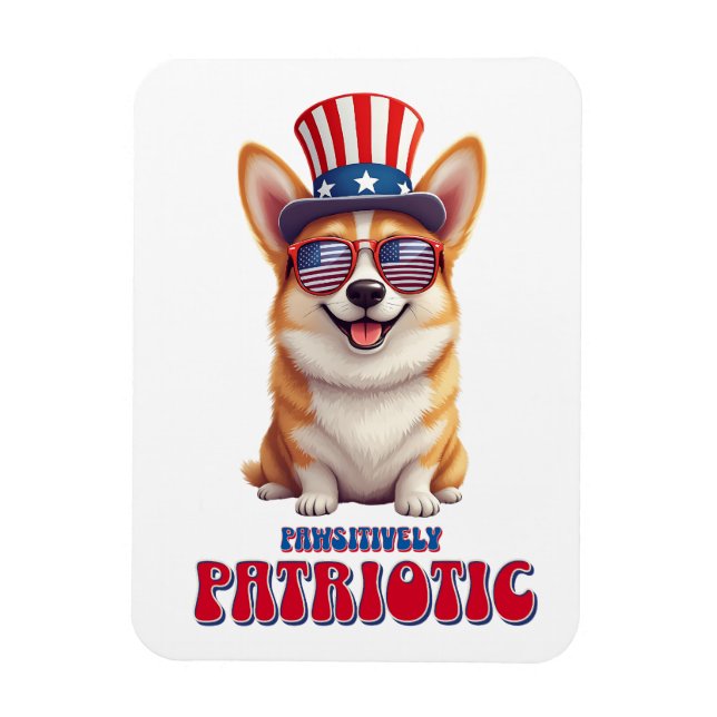 Imán Patriótico Corgi - Patriótico Pawsitivo (Vertical)