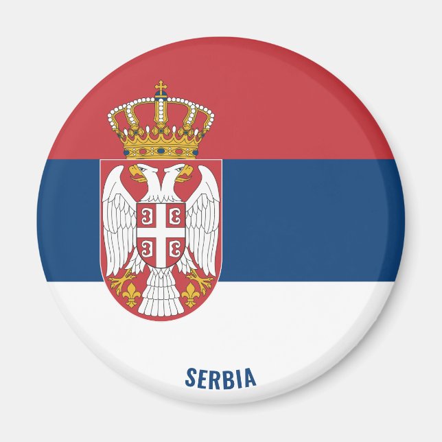 Imán Patriótico de la Bandera de Serbia (Frente)