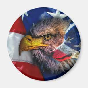 Imán Patriótico de la bandera del lobo del águila cal