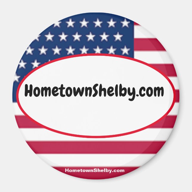 imán patriótico HometownShelby.com (Frente)