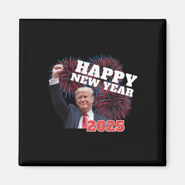 Imán Patriótico Trump Feliz Año Nuevo 2025 Conservador  (Frente)