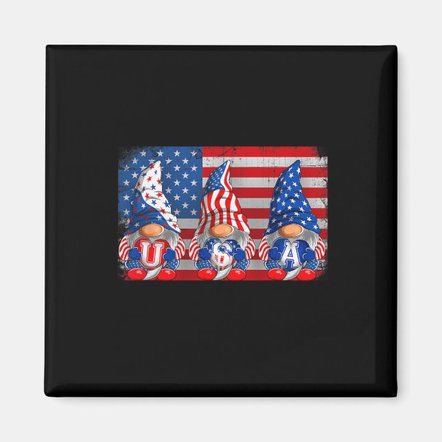 Imán Patriotismo Estadounidense Gnomes Independencia De (Frente)