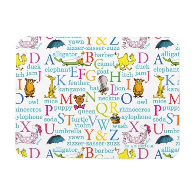 Imán Patrón ABC de Dr. Seuss con palabras (Horizontal)