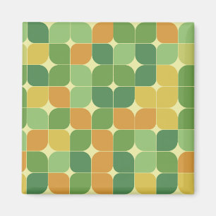 Imán Patrón abstracto de mediados de siglo verde naranj