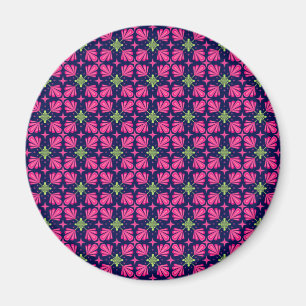 Imán Patrón abstracto de pétalos florales rosados geomé