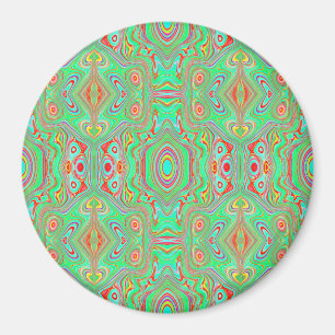 Imán Patrón abstracto retro de naranja y verde lima