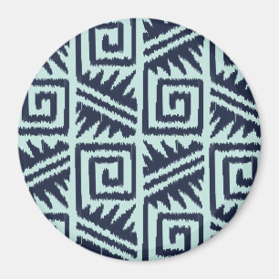 Imán Patrón Azteca Ikat - Índigo y Azul Claro